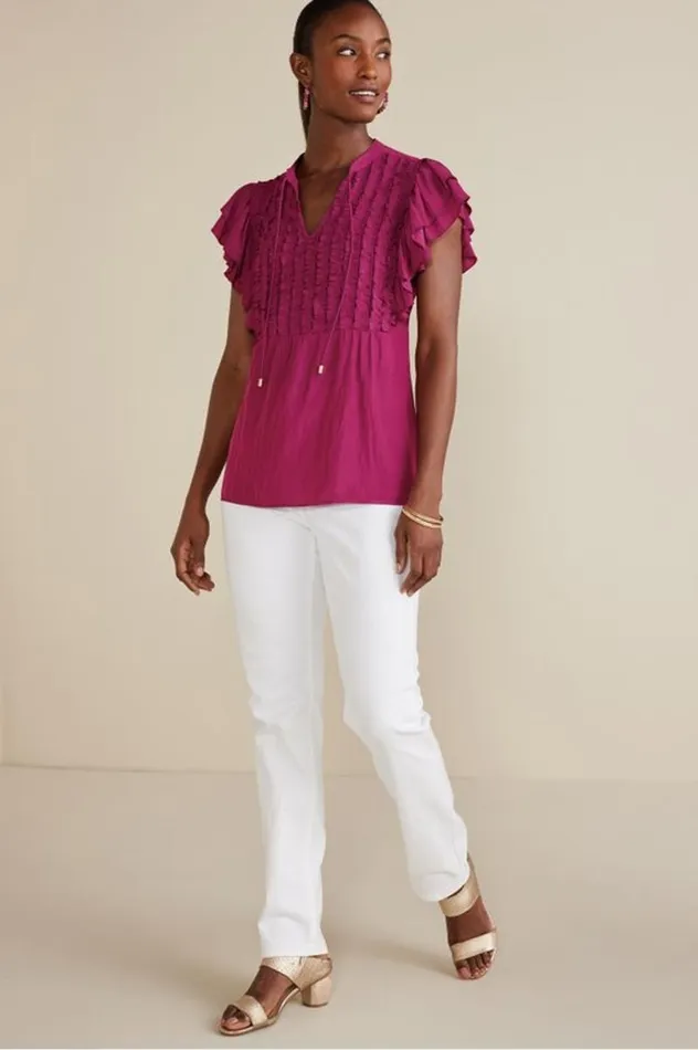 Women Victoria Ruffle Tunic Sangria Soft Surroundings Tops Women Victoria Ruffle Tunic Sangria Soft Surroundings Tops