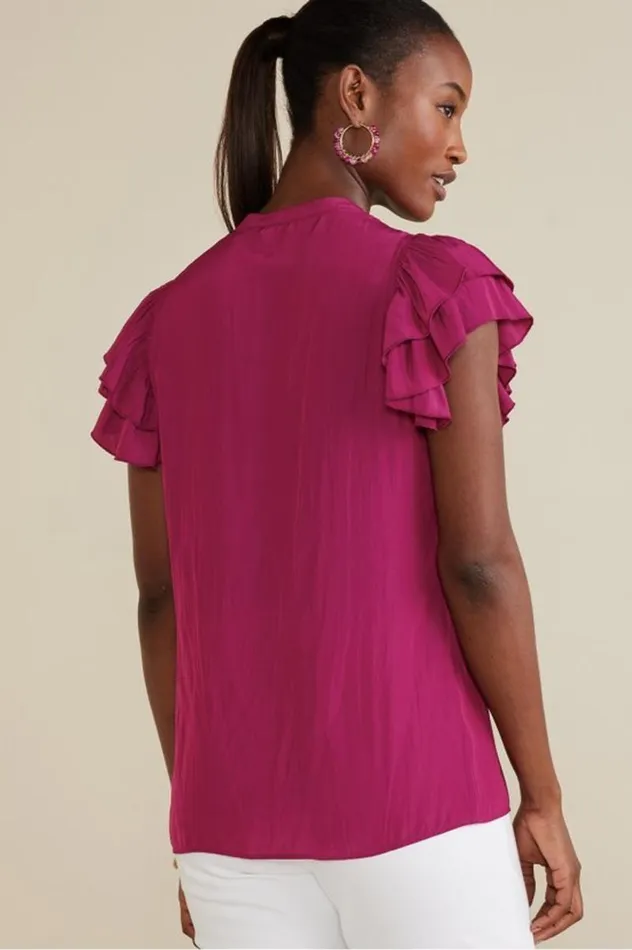 Women Victoria Ruffle Tunic Sangria Soft Surroundings Tops Women Victoria Ruffle Tunic Sangria Soft Surroundings Tops