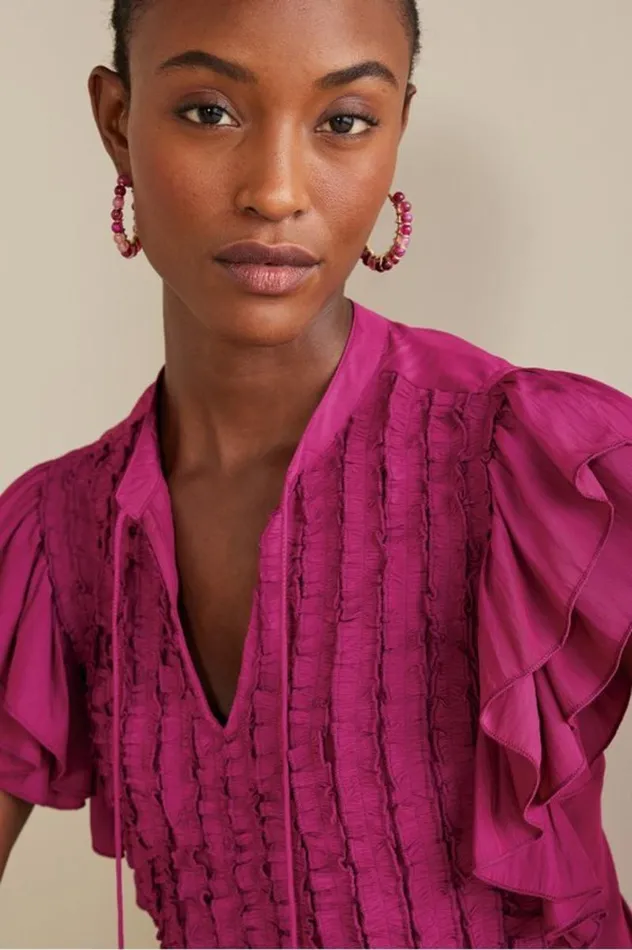 Women Victoria Ruffle Tunic Sangria Soft Surroundings Tops Women Victoria Ruffle Tunic Sangria Soft Surroundings Tops