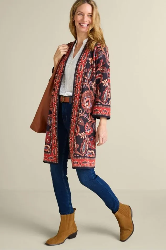 Women Vitrine Jacquard Cardigan Fall Garden Soft Surroundings Tops