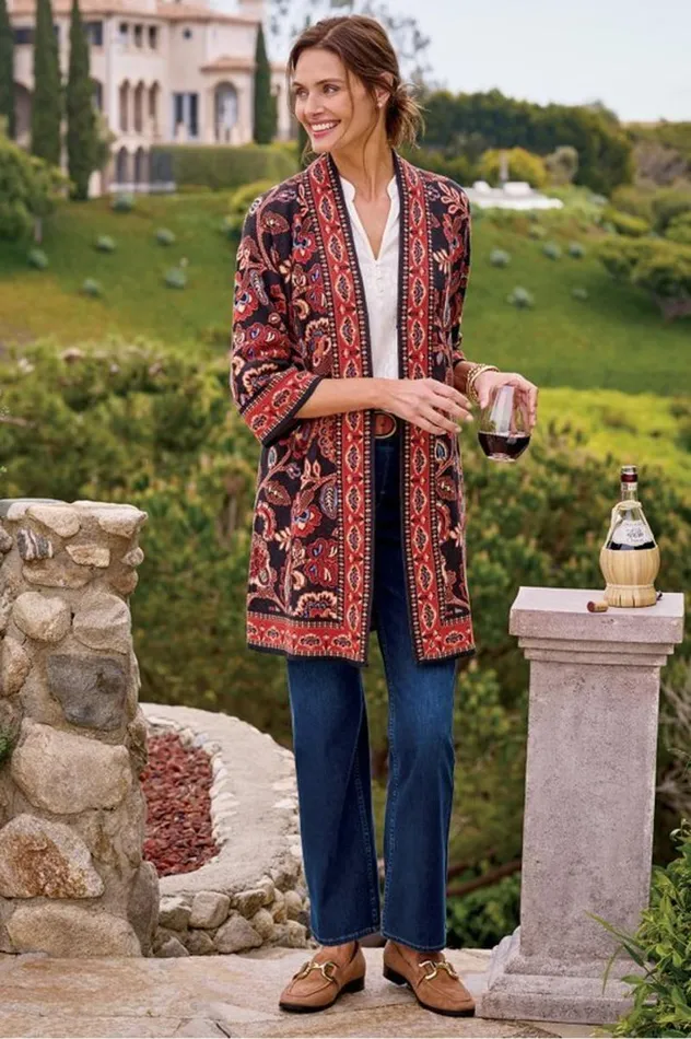 Women Vitrine Jacquard Cardigan Fall Garden Soft Surroundings Tops Women Vitrine Jacquard Cardigan Fall Garden Soft Surroundings Tops