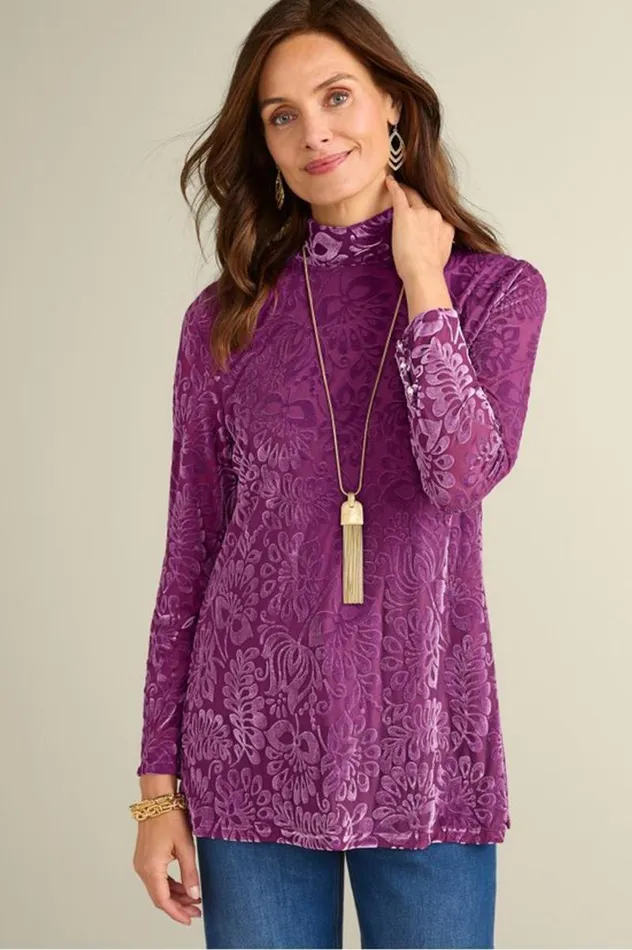 Women Walden Velvet Turtleneck Frozen Fjord Soft Surroundings Tops