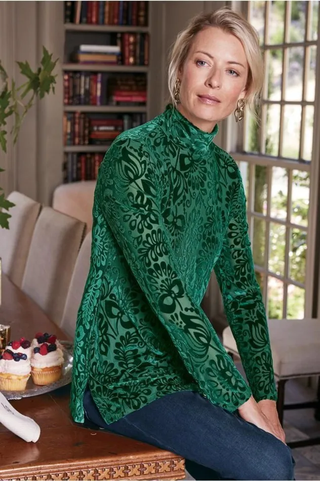 Women Walden Velvet Turtleneck Frozen Fjord Soft Surroundings Tops Women Walden Velvet Turtleneck Frozen Fjord Soft Surroundings Tops