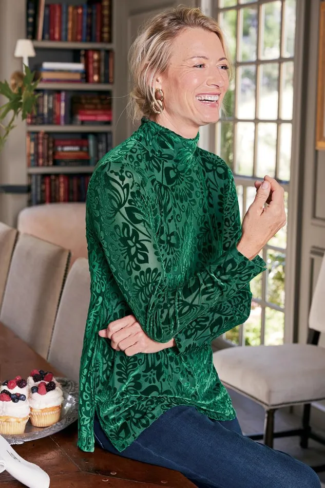 Women Walden Velvet Turtleneck Frozen Fjord Soft Surroundings Tops Women Walden Velvet Turtleneck Frozen Fjord Soft Surroundings Tops