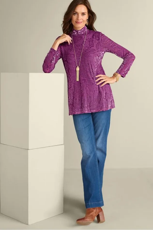Women Walden Velvet Turtleneck Frozen Fjord Soft Surroundings Tops Women Walden Velvet Turtleneck Frozen Fjord Soft Surroundings Tops