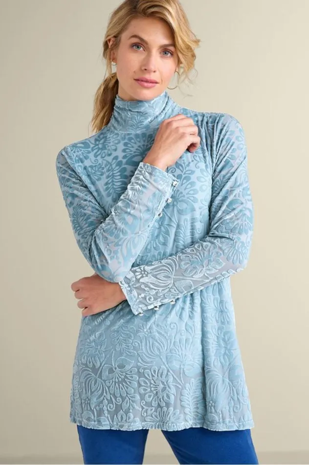 Women Walden Velvet Turtleneck Frozen Fjord Soft Surroundings Tops Women Walden Velvet Turtleneck Frozen Fjord Soft Surroundings Tops
