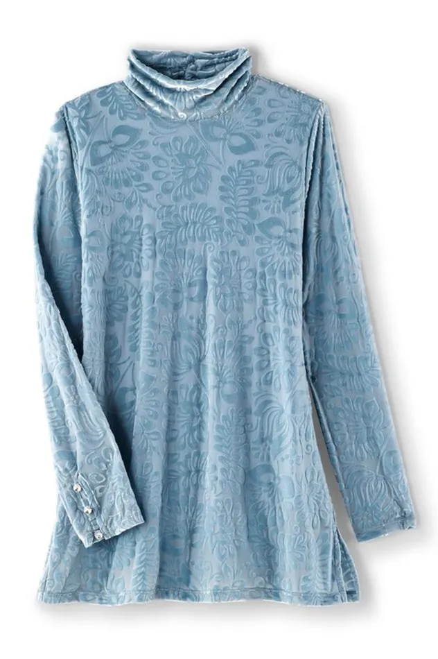 Women Walden Velvet Turtleneck Frozen Fjord Soft Surroundings Tops Women Walden Velvet Turtleneck Frozen Fjord Soft Surroundings Tops