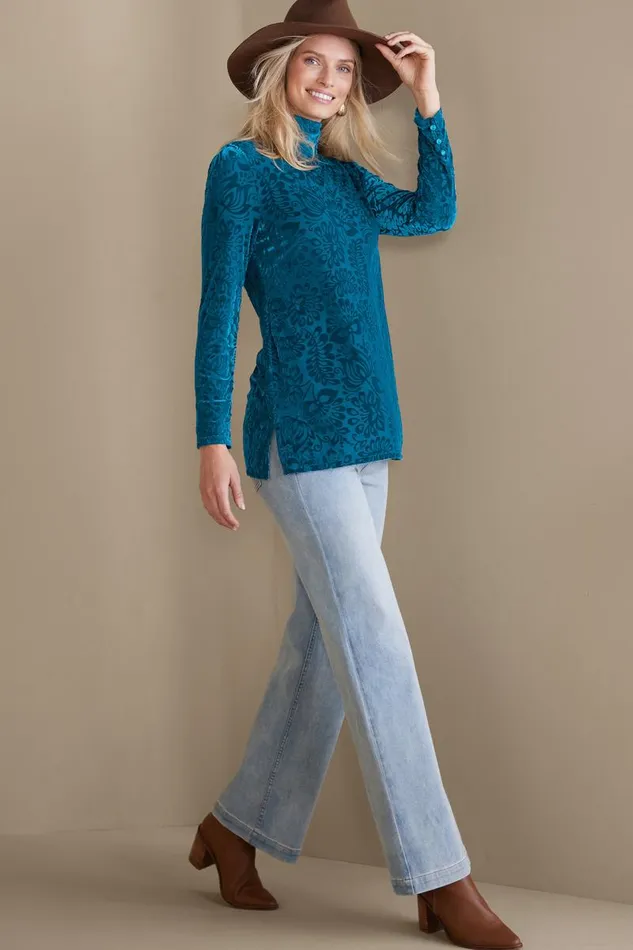Women Walden Velvet Turtleneck Frozen Fjord Soft Surroundings Tops Women Walden Velvet Turtleneck Frozen Fjord Soft Surroundings Tops