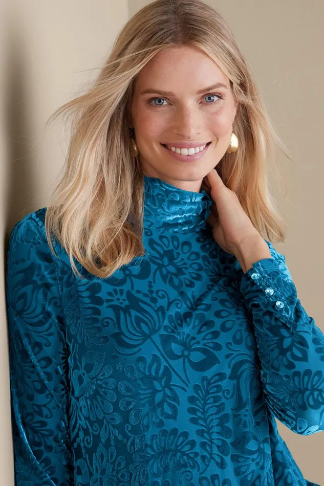 Women Walden Velvet Turtleneck Frozen Fjord Soft Surroundings Tops Women Walden Velvet Turtleneck Frozen Fjord Soft Surroundings Tops