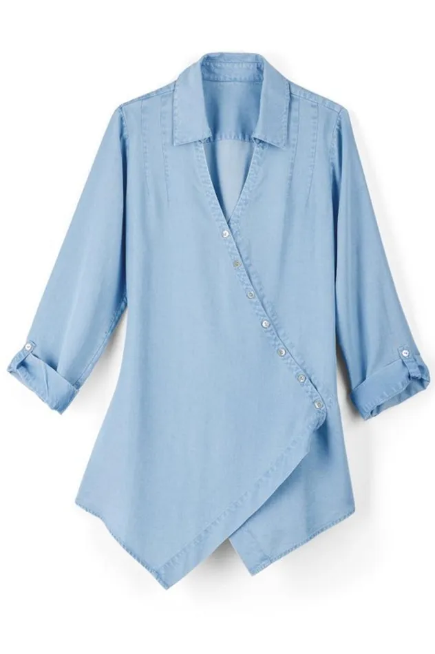 Women Washed Tencel Tunic Light Wash Denim Soft Surroundings Tops Women Washed Tencel Tunic Light Wash Denim Soft Surroundings Tops
