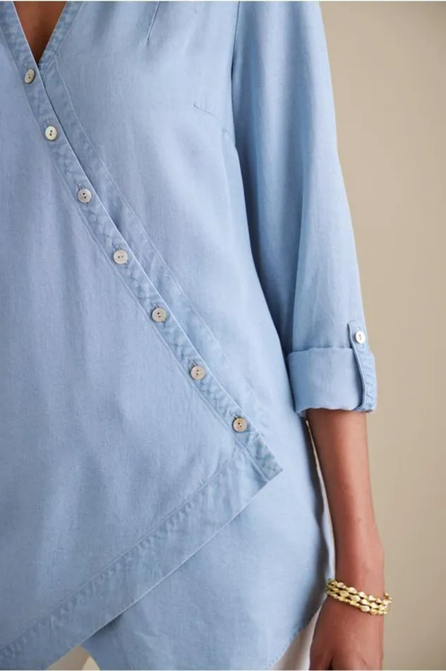 Women Washed Tencel Tunic Light Wash Denim Soft Surroundings Tops Women Washed Tencel Tunic Light Wash Denim Soft Surroundings Tops