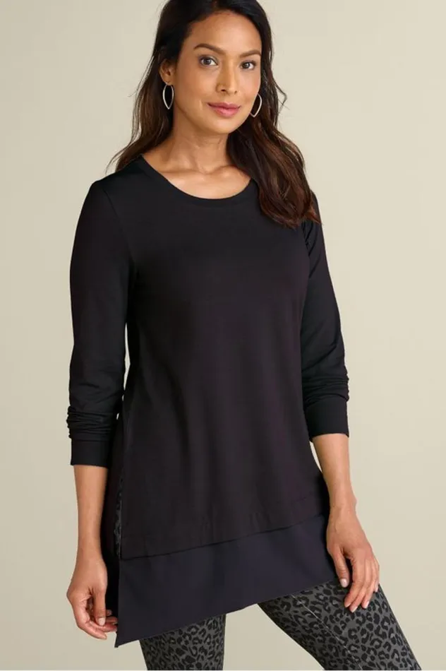 Women Willa Layered Tunic Black Soft Surroundings Tops Women Willa Layered Tunic Black Soft Surroundings Tops