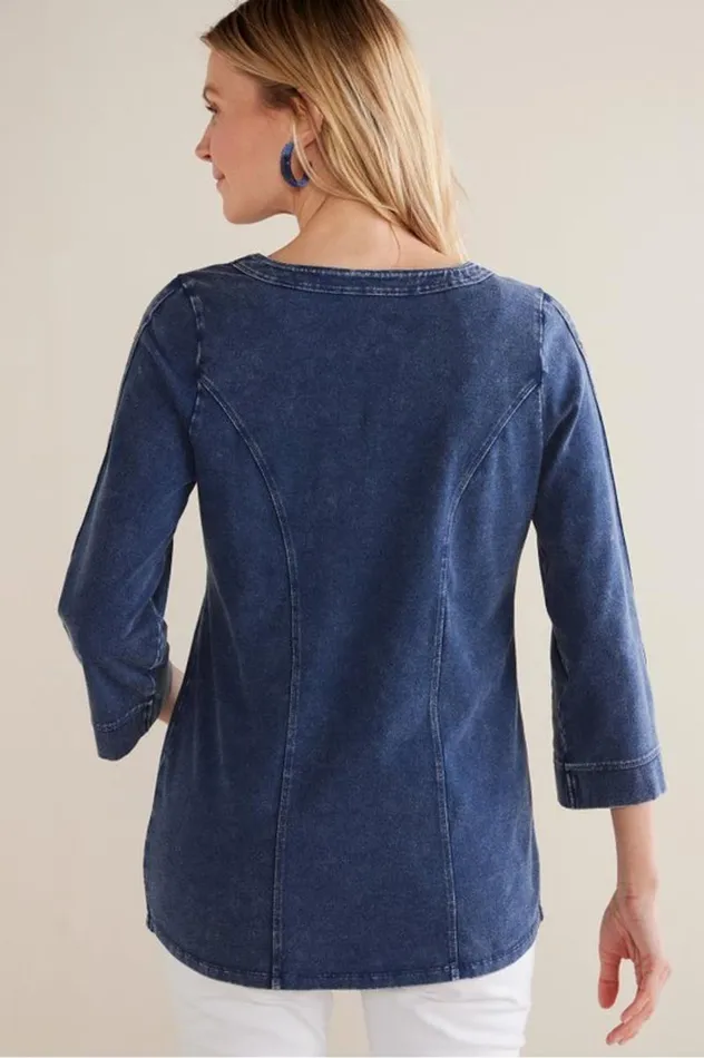Women Wilma Washed Knit Denim Tunic Denim Blue Soft Surroundings Tops Women Wilma Washed Knit Denim Tunic Denim Blue Soft Surroundings Tops