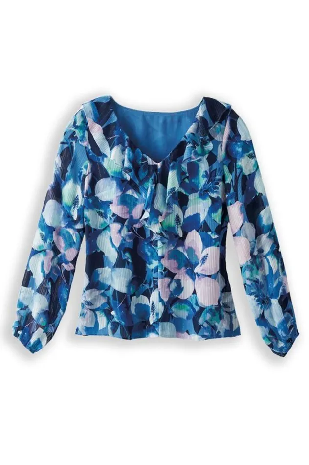 Women Xenia Ruffle Top Purple Floral Soft Surroundings Tops Women Xenia Ruffle Top Purple Floral Soft Surroundings Tops