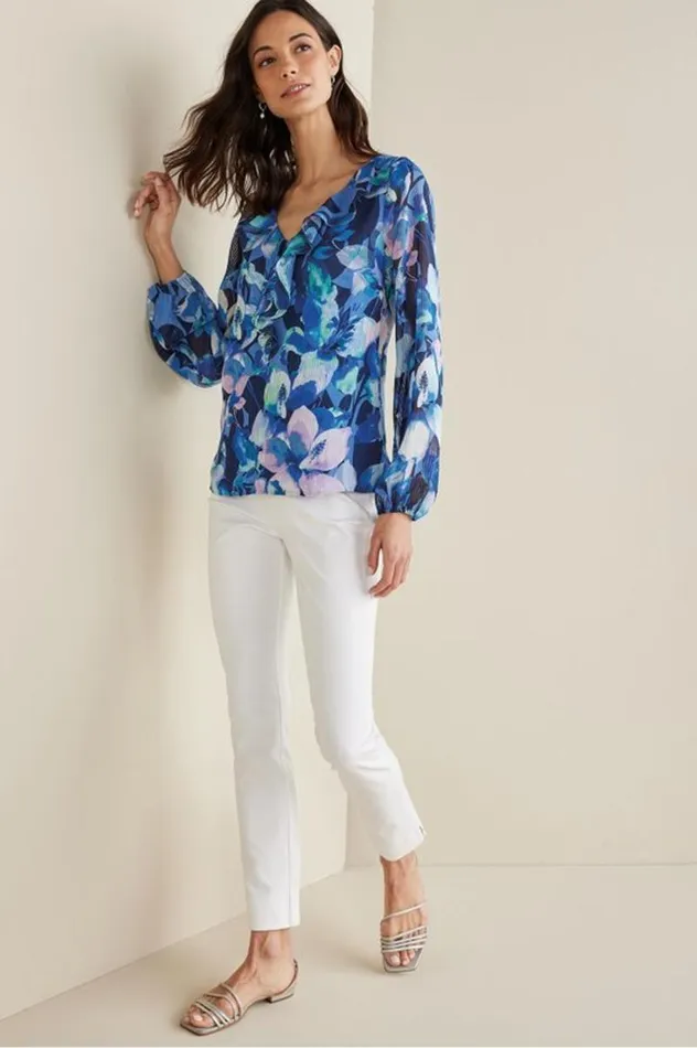Women Xenia Ruffle Top Purple Floral Soft Surroundings Tops Women Xenia Ruffle Top Purple Floral Soft Surroundings Tops