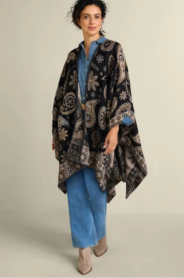 Women Yasmin Embroidered Wrap Black Multi Soft Surroundings Toppers