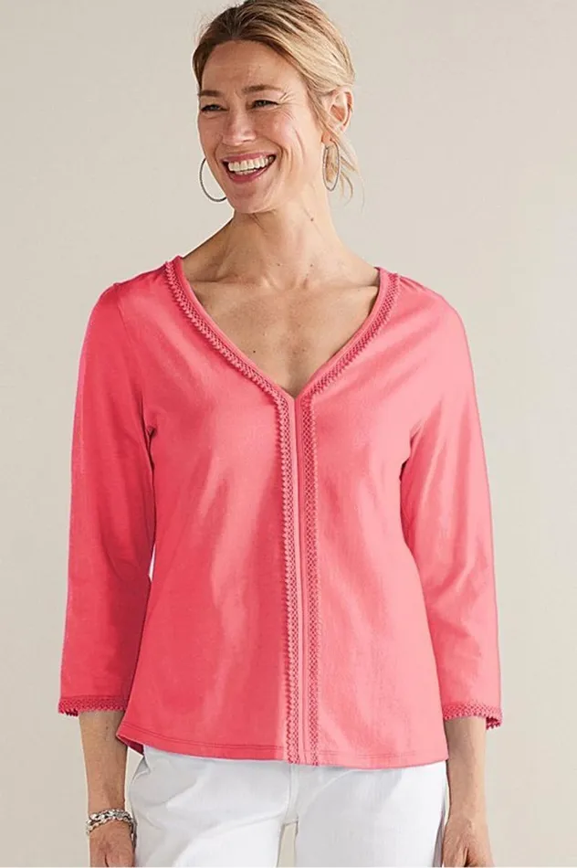 Women Zoey Tee Sunkist Coral Soft Surroundings Tops