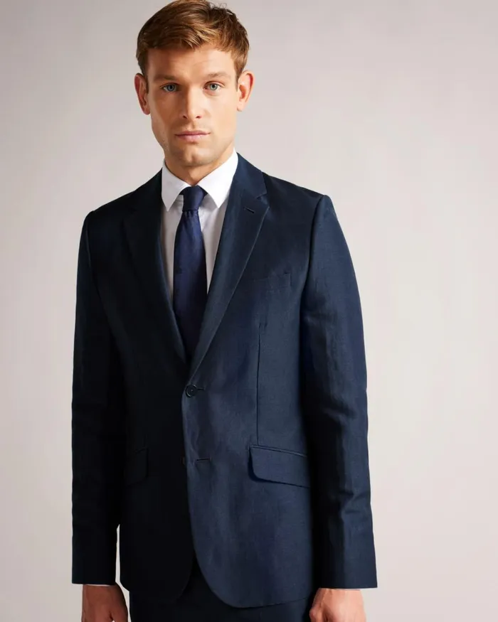 Wool And Linen Blazer Navy Men Ted Baker Clothing Wool And Linen Blazer Navy Men Ted Baker Clothing