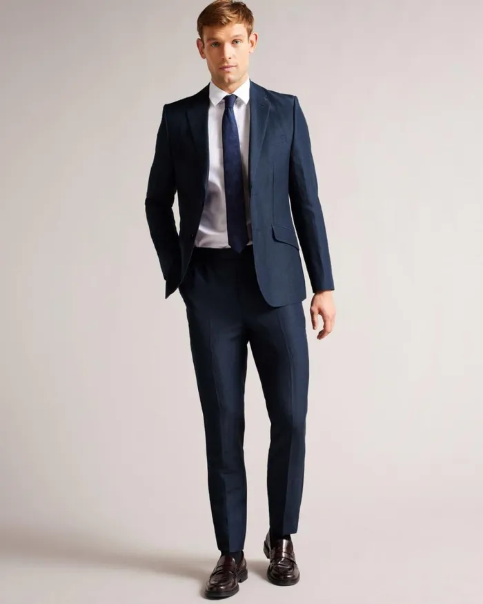 Wool And Linen Blazer Navy Men Ted Baker Clothing Wool And Linen Blazer Navy Men Ted Baker Clothing