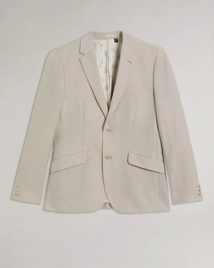 Wool And Linen Blazer Stone Men Ted Baker Clothing