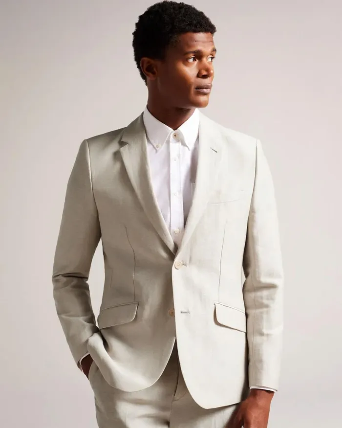 Wool And Linen Blazer Stone Men Ted Baker Clothing Wool And Linen Blazer Stone Men Ted Baker Clothing