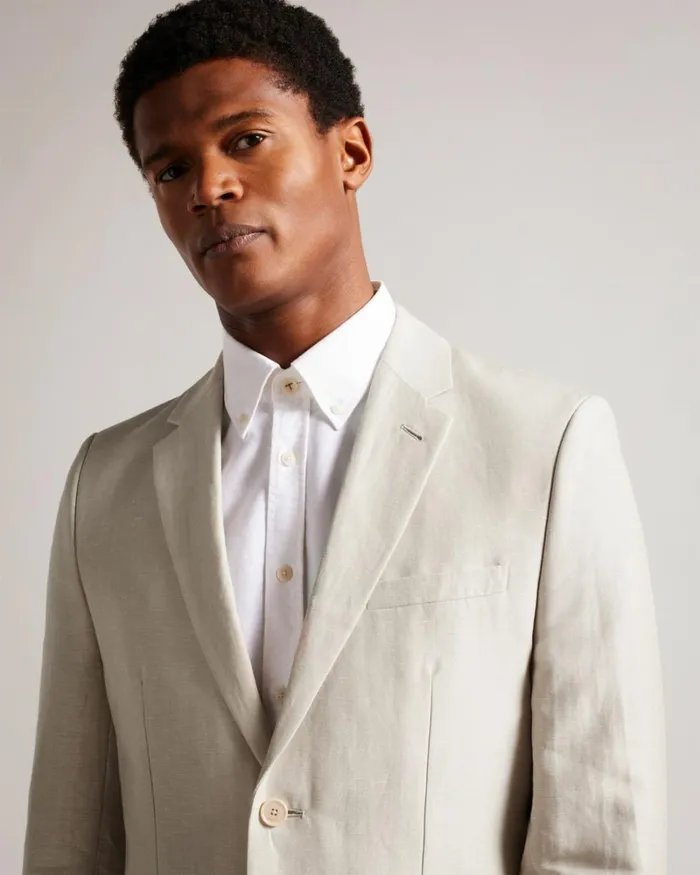 Wool And Linen Blazer Stone Men Ted Baker Clothing Wool And Linen Blazer Stone Men Ted Baker Clothing