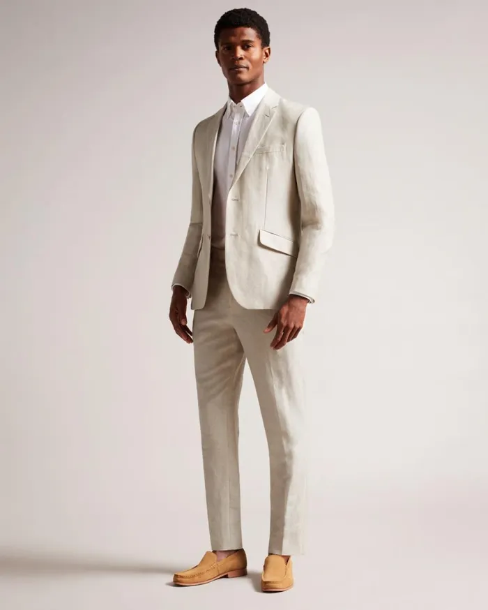 Wool And Linen Blazer Stone Men Ted Baker Clothing Wool And Linen Blazer Stone Men Ted Baker Clothing