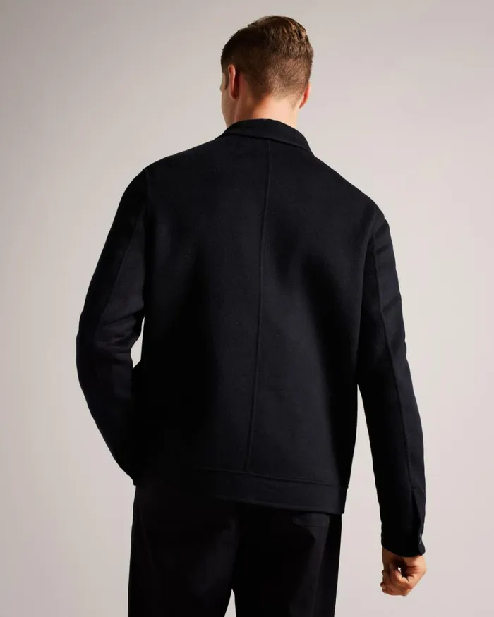 Wool Blend Collared Jacket Navy Men Ted Baker Coats and Jackets Wool Blend Collared Jacket Navy Men Ted Baker Coats and Jackets