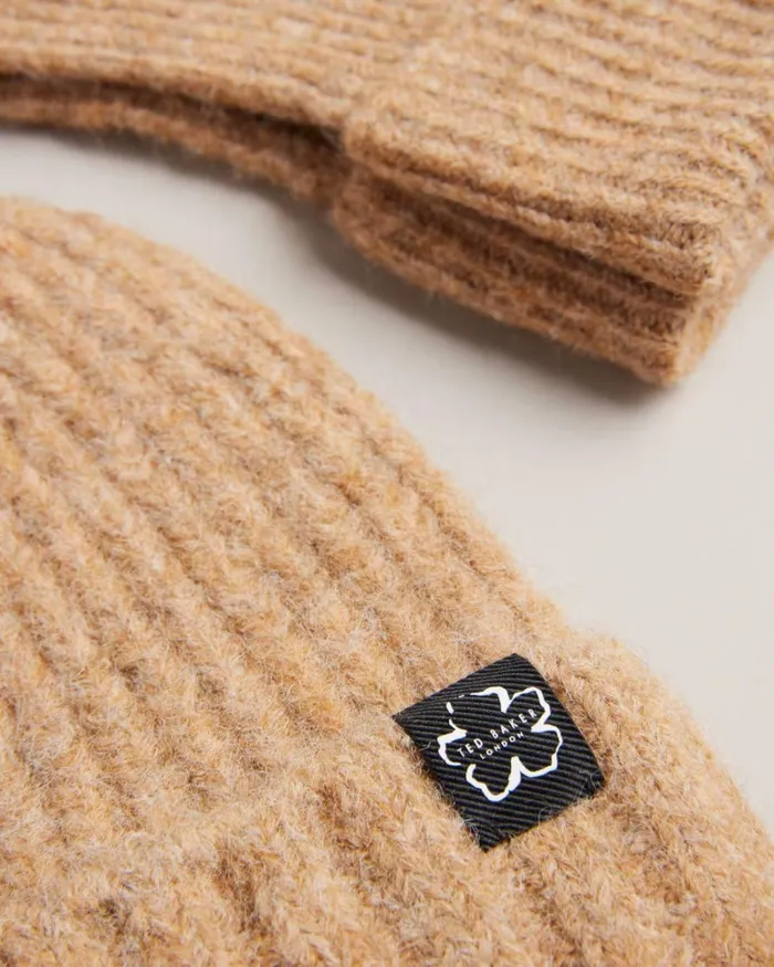 Wool Blend Hat And Gloves Set Brown Women Ted Baker Hats