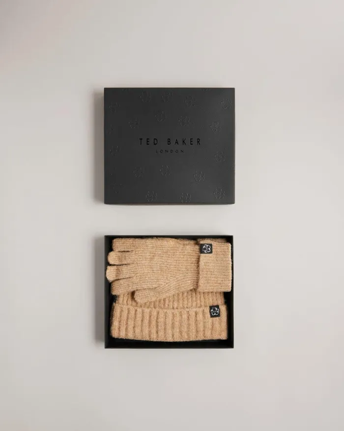 Wool Blend Hat And Gloves Set Brown Women Ted Baker Hats Wool Blend Hat And Gloves Set Brown Women Ted Baker Hats
