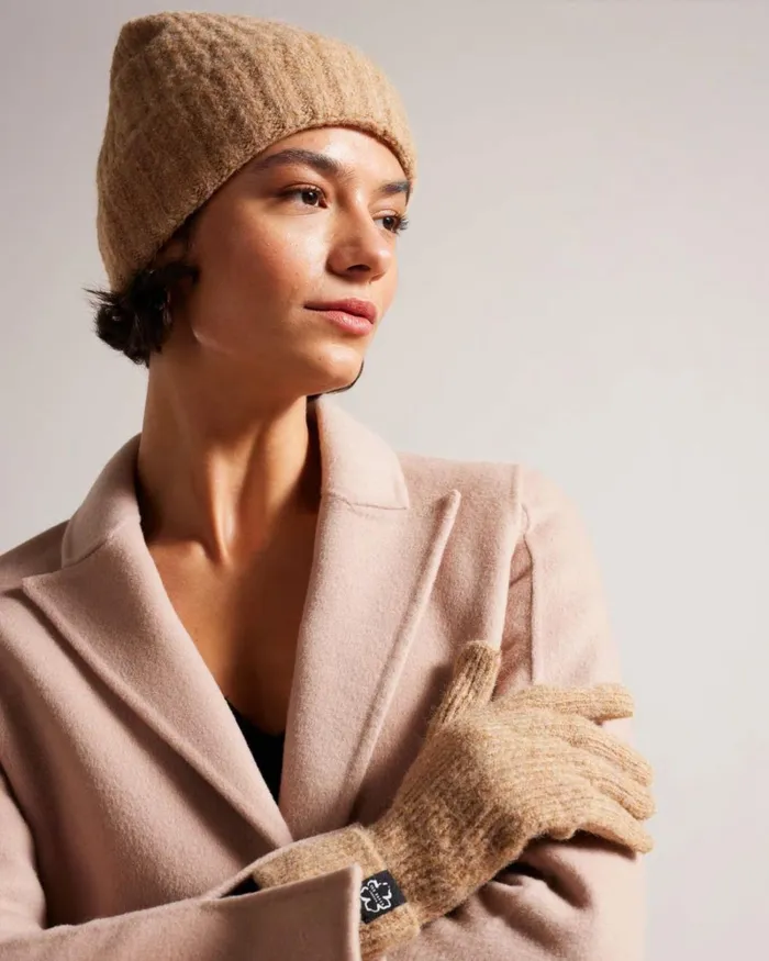 Wool Blend Hat And Gloves Set Brown Women Ted Baker Hats Wool Blend Hat And Gloves Set Brown Women Ted Baker Hats