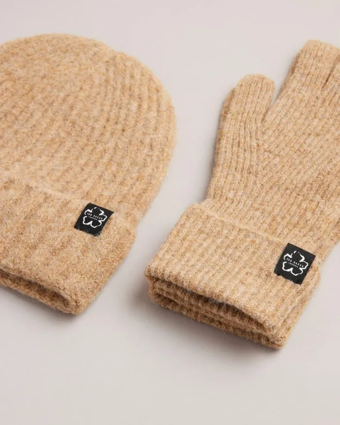Wool Blend Hat And Gloves Set Brown Women Ted Baker Hats Wool Blend Hat And Gloves Set Brown Women Ted Baker Hats