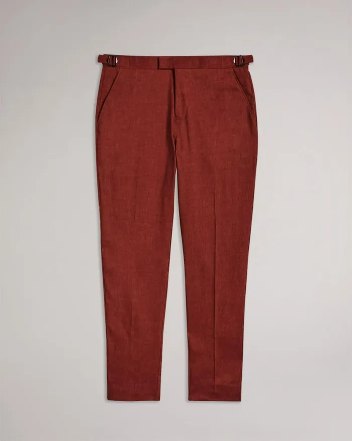 Wool Linen Mix Trousers Burnt Red Men Ted Baker Suits