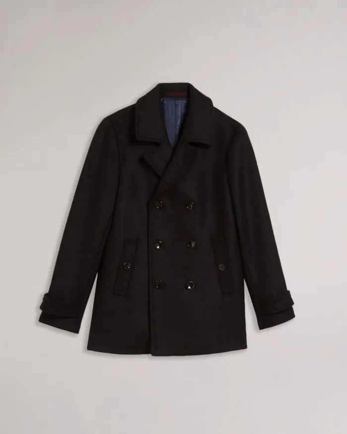 Wool Peacoat Black Men Ted Baker Coats and Jackets