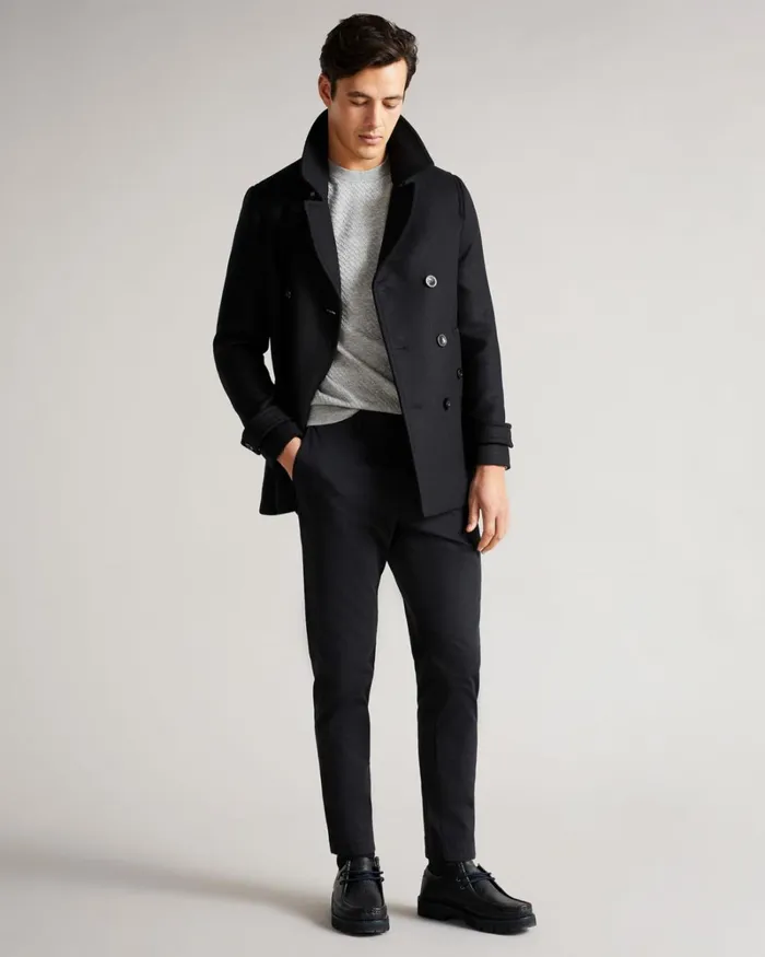 Wool Peacoat Black Men Ted Baker Coats and Jackets Wool Peacoat Black Men Ted Baker Coats and Jackets