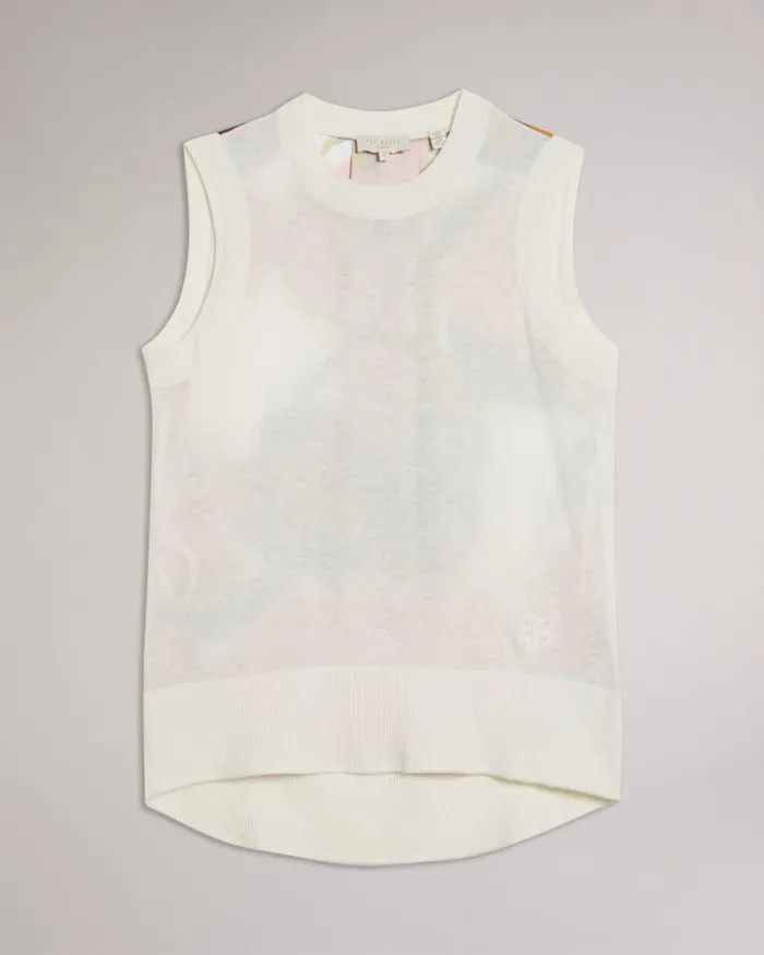 Woven Back Knit Tank White Women Ted Baker Tops and TShirts