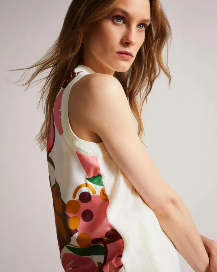 Woven Back Knit Tank White Women Ted Baker Tops and TShirts Woven Back Knit Tank White Women Ted Baker Tops and TShirts