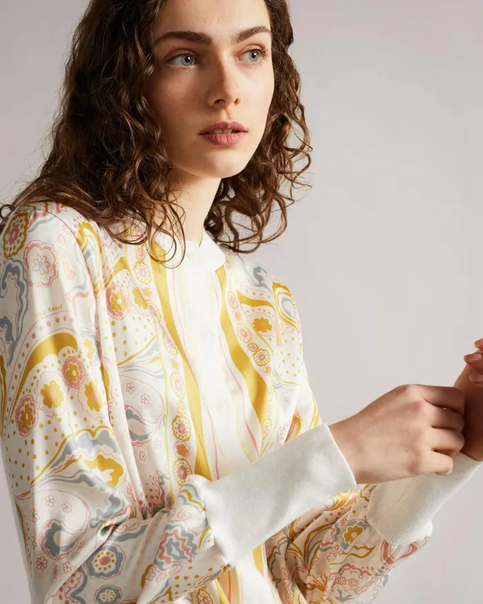 Woven Detailed Button Through Cardigan White Women Ted Baker Sweaters Woven Detailed Button Through Cardigan White Women Ted Baker Sweaters