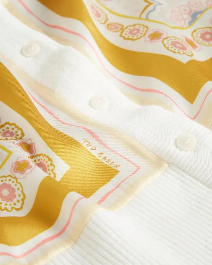 Woven Detailed Button Through Cardigan White Women Ted Baker Sweaters Woven Detailed Button Through Cardigan White Women Ted Baker Sweaters