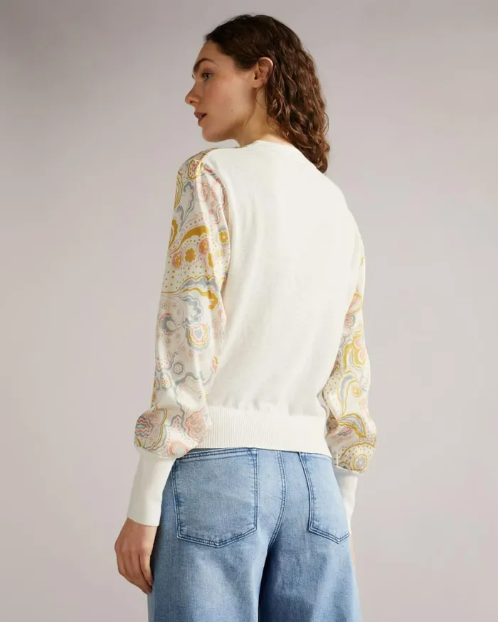 Woven Detailed Button Through Cardigan White Women Ted Baker Sweaters Woven Detailed Button Through Cardigan White Women Ted Baker Sweaters