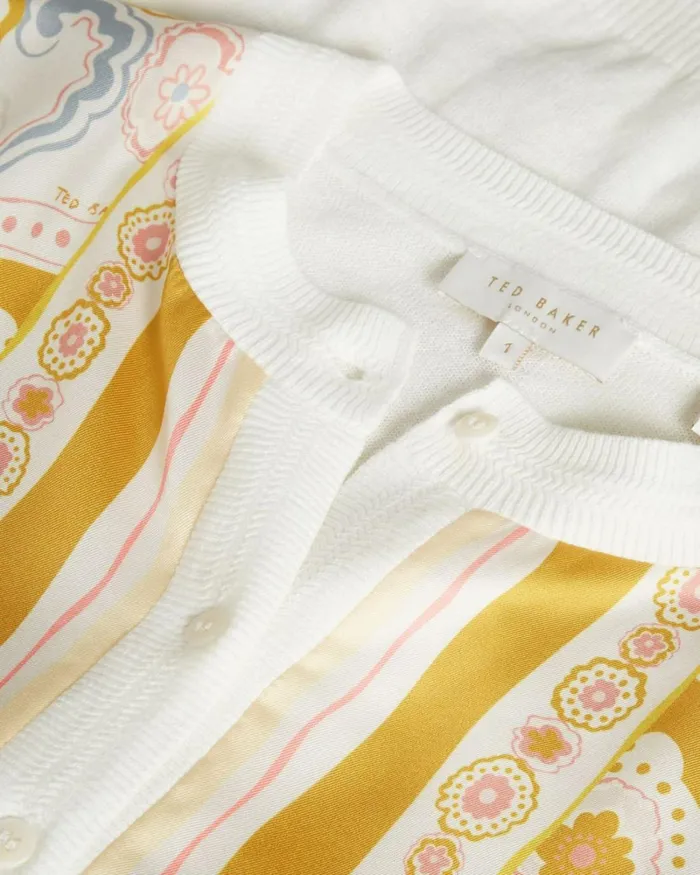 Woven Detailed Button Through Cardigan White Women Ted Baker Sweaters Woven Detailed Button Through Cardigan White Women Ted Baker Sweaters