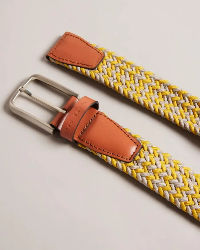 Woven Elasticated Belt Yellow Men Ted Baker Belts Woven Elasticated Belt Yellow Men Ted Baker Belts