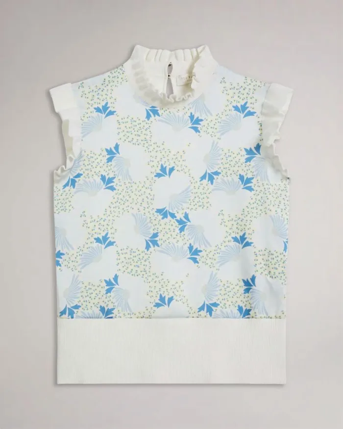 Woven Front Knit Top Sky Blue Women Ted Baker Clothing