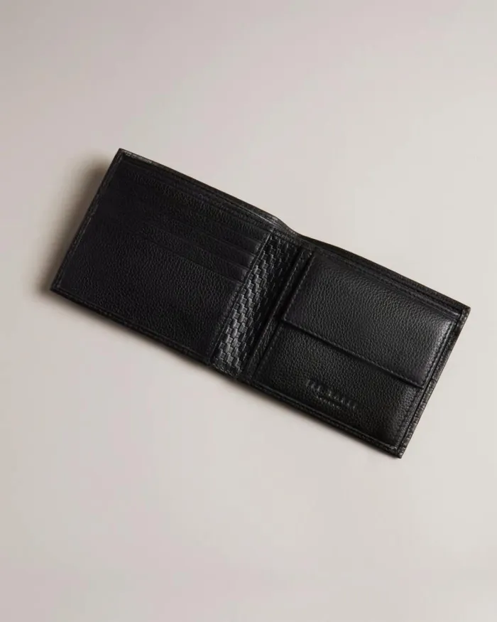 Woven Texture Bifold Wallet Black Men Ted Baker Wallets and Card Holders