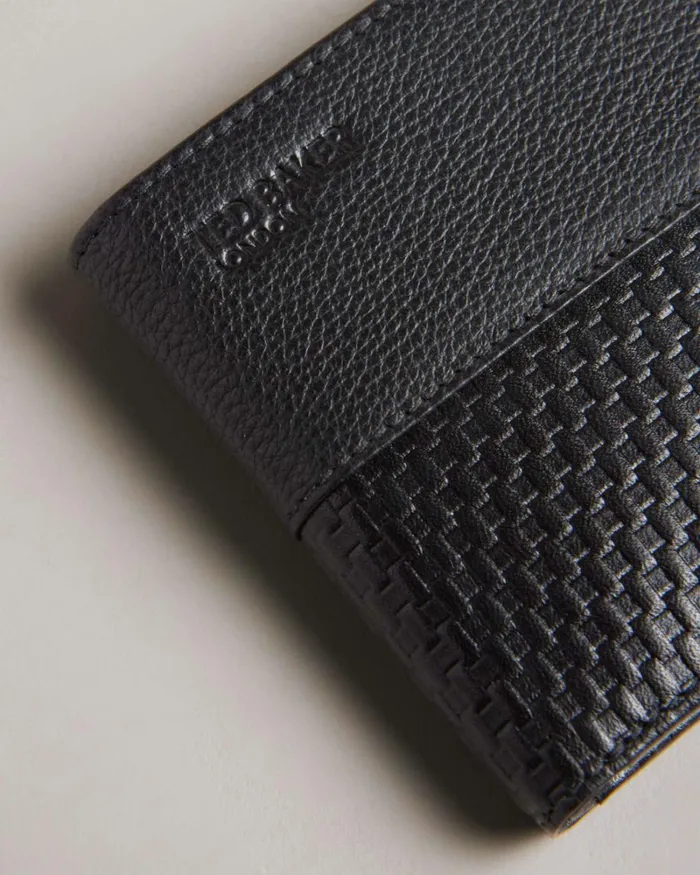 Woven Texture Bifold Wallet Black Men Ted Baker Wallets and Card Holders