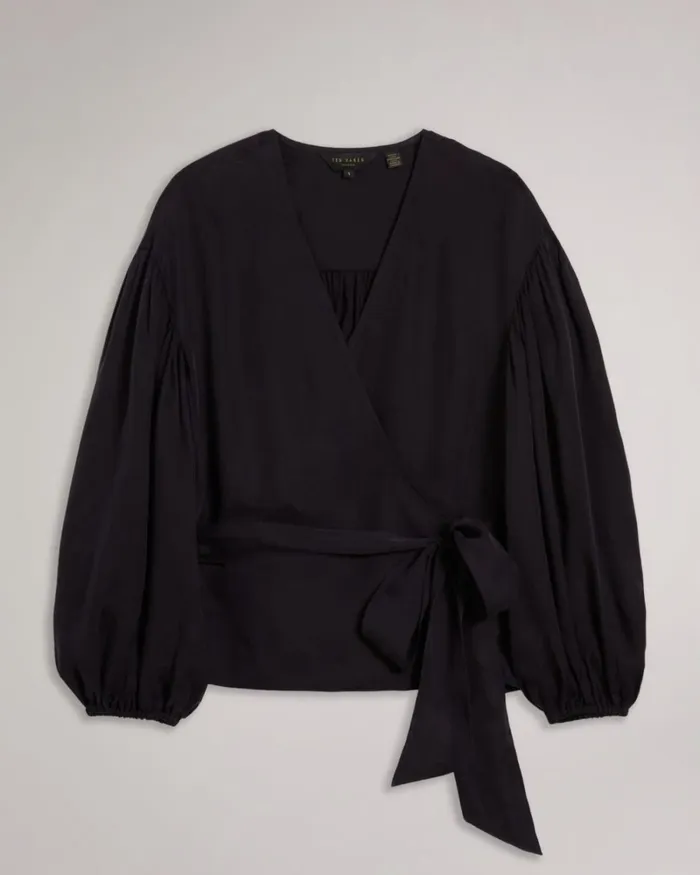 Wrap Top With Blouson Full Sleeve Navy Women Ted Baker Tops and TShirts