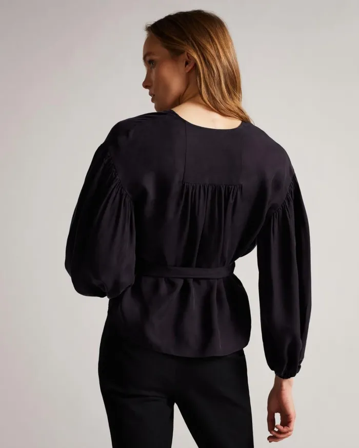 Wrap Top With Blouson Full Sleeve Navy Women Ted Baker Tops and TShirts Wrap Top With Blouson Full Sleeve Navy Women Ted Baker Tops and TShirts