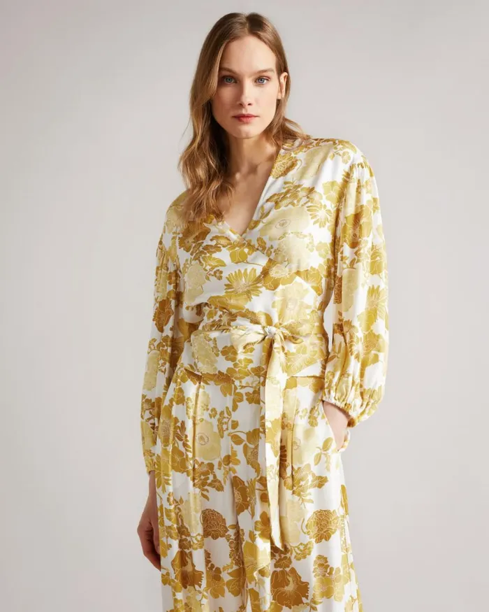 Wrap Top With Blouson Full Sleeve Yellow Women Ted Baker Tops and TShirts Wrap Top With Blouson Full Sleeve Yellow Women Ted Baker Tops and TShirts
