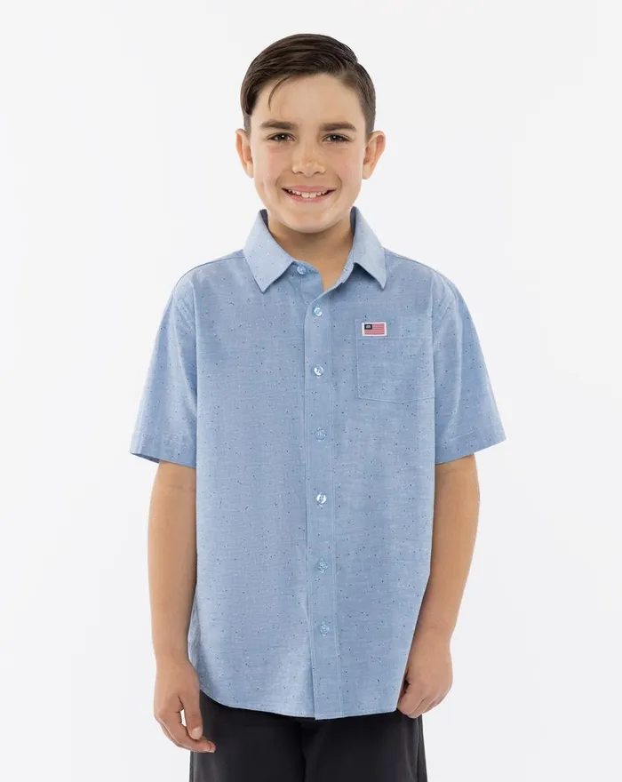 Youth Youth Tops TravisMathew EAGLE PRIDE YOUTH BUTTONUP Heather Blue
