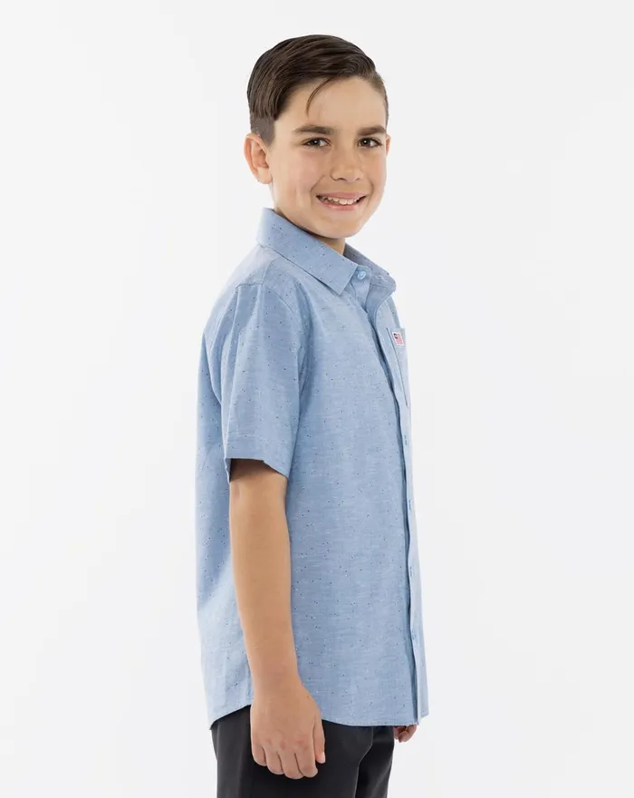 Youth Youth Tops TravisMathew EAGLE PRIDE YOUTH BUTTONUP Heather Blue